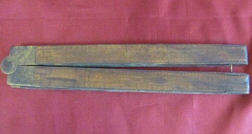 ANTIGUA REGLA PLEGABLE MASÓNICA DE MADERA Y BRONCE DE 1800 PALO DE MEDIR PULGADAS RARA - Imagen 9 de 9