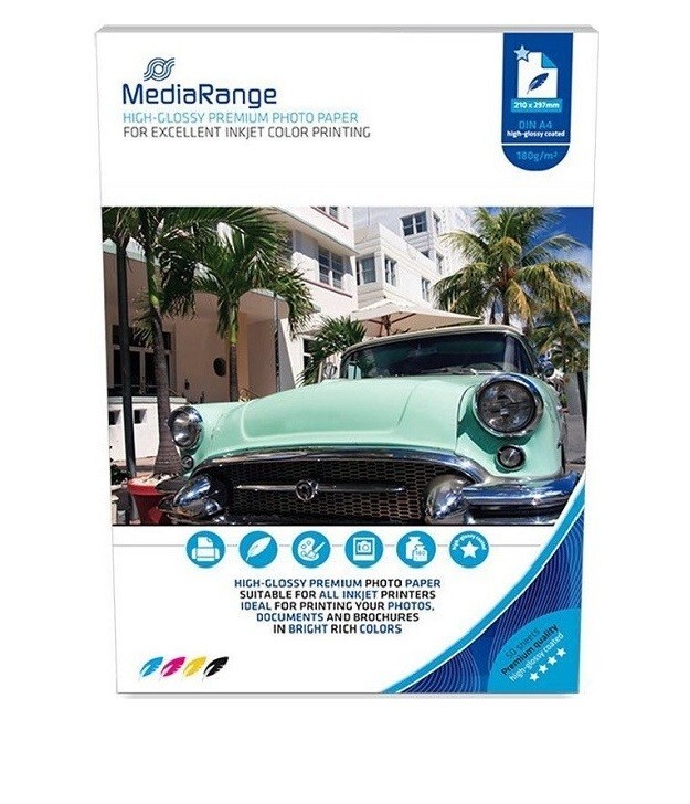 50 Mediarange 180 gsm A4 High GLOSS coated Professional PHOTO INKJET paper