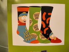 South Park 3 Pair of Crew Socks- Men's Shoe Size 10-13  NEW