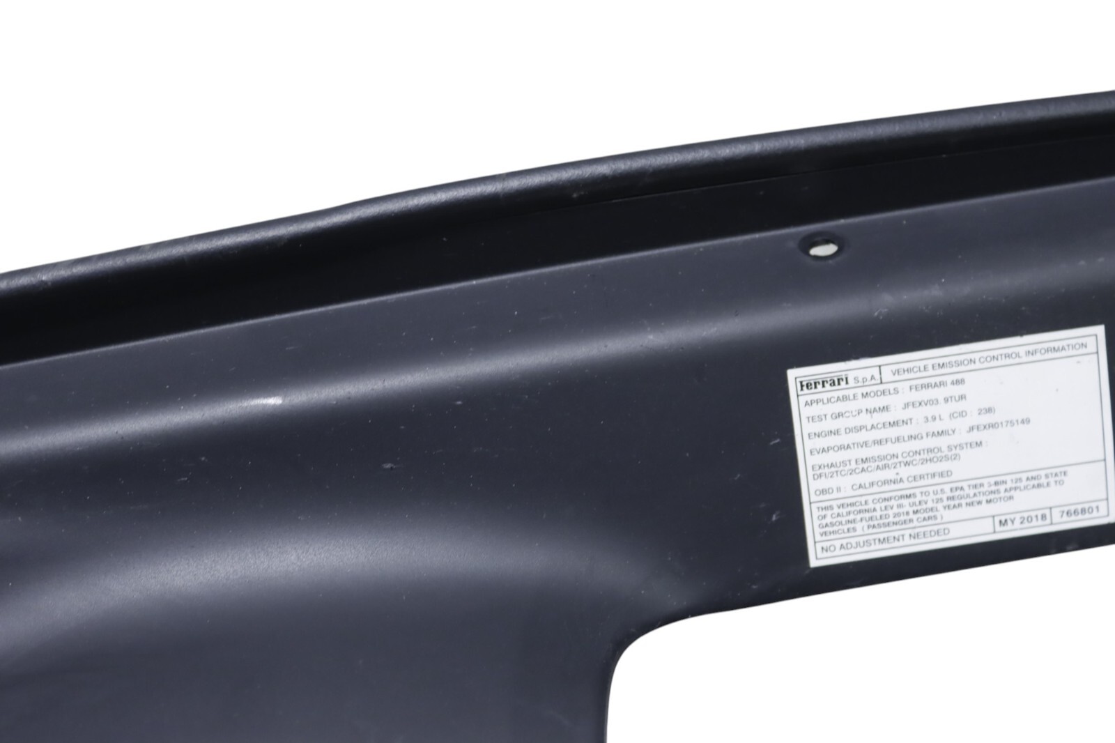 Ferrari 488 Rear Right Side Engine Bay Cover Trim Panel 2016 - 2020 OEM