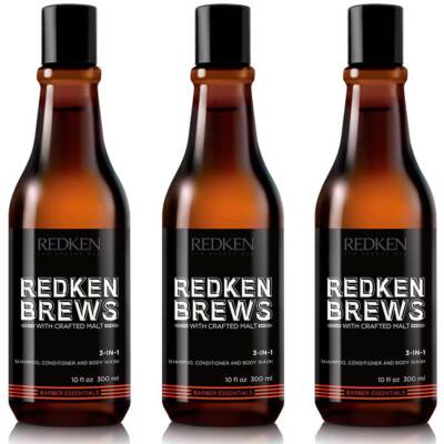Redken Brews 3 in 1 Shampoo 3x 300ml = 900ml Männershampoo