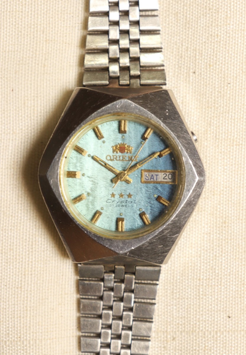 ORIENT CA メンズ　 腕時計。 Vintage Orient Crystal Auto G469703-6A CA - Rare Sky Blue