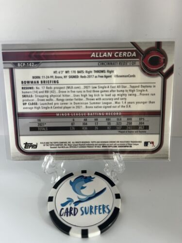 2022 Bowman Chrome Prospects Green Refractor /99 Allan Cerda #BCP-142 - Picture 2 of 3