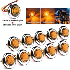 10x 34 Led Strobesteady Marker Lights Amber 12v 24v Dual Function Wbezels