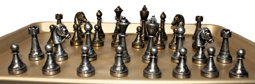 Italfama Staunton Brass Classic Metal Gold Silver Color Chess Men Set - No Board - Picture 2 of 9