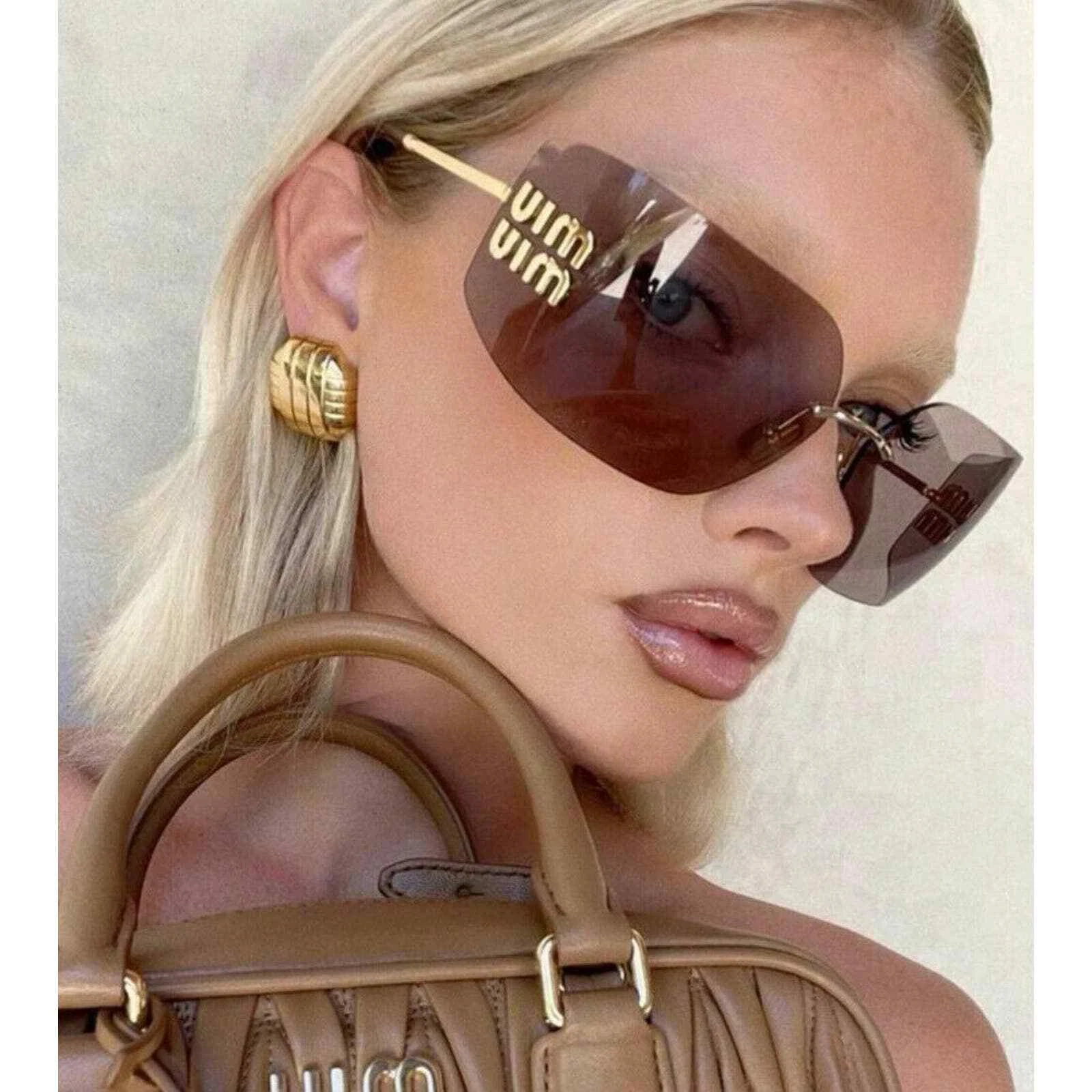 Miu Miu — Miu Miu Sunglasses MU 54YS Gold Light Purple Brown 5AK0/6I Women Logo AUTHENTIC