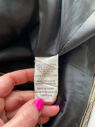 Capture Blazer Jacket Womens Size 48 Black Gold Zip Long Sleeve Pockets Lined - Picture 11 of 14