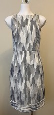 J Crew Womens Size 0 Italian Tweed Navy Blue Cream White Sheath Dress
