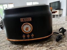 Haden Heritage Grille-pain 2 tranches à fente large en acier inoxydable, noir et cuivre