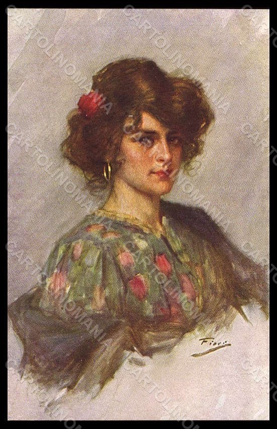 Cartolina Artista Firmata Fiori Fashion Glamour Lady MM Vienne 612 VK8054