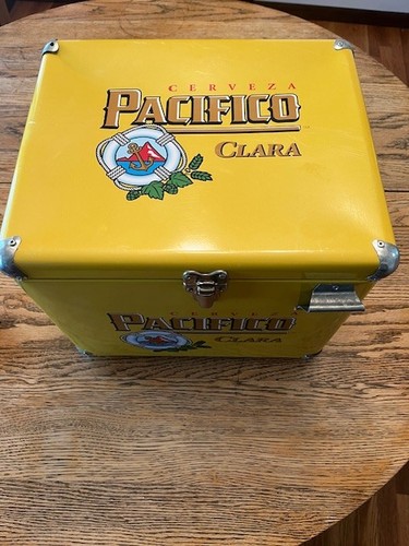 Pacifico Beer Metal Cooler Ice Chest Approx 14x11.5x11.5 w/Bottle Opener