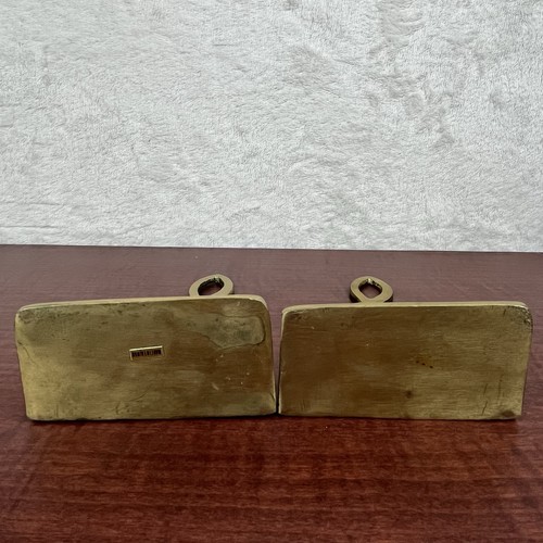 Vintage Music Note Treble Clef Brass Bookend Pair Set 7” Made In India - Picture 6 of 9