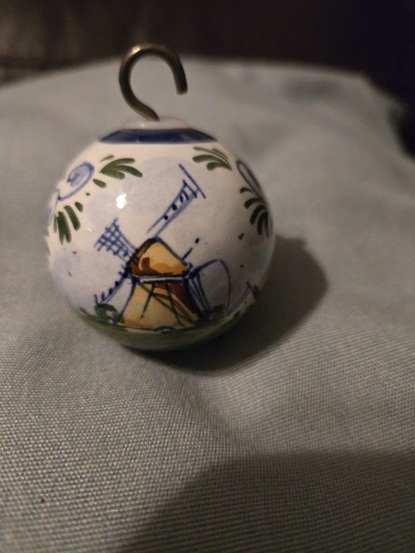 Vintage Delft Blue Porcelain Christmas Ornament, Hand-Painted in Holland 3in