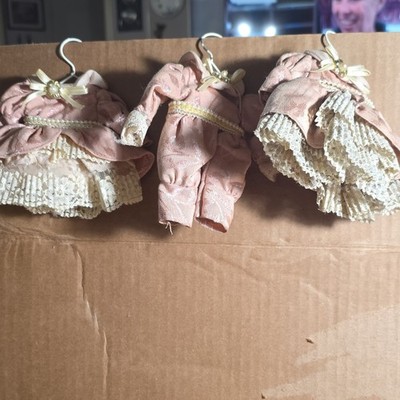 3-Piece Pink and Cream Lace Cloth Doll Dresses and Outfits Set