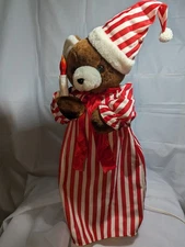 VTG Telco Motionettes of Christmas 24" Bedtime Bear Lighted Candlestick Tested