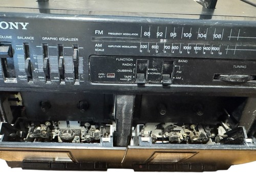 Vintage SONY Stero Boombox AM/FM Dual Cassette Tape CFS-W370 AC/DC RADIO WORKS - Picture 3 of 12