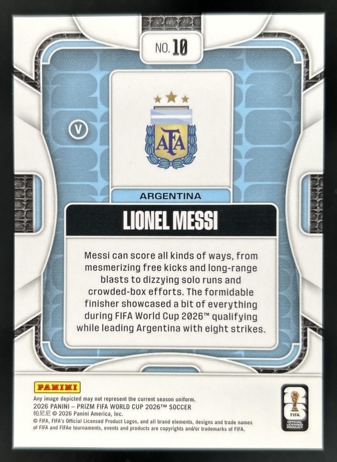 2026 Panini Prizm World Cup Lionel Messi Variation SSP #10 Argentina (A) view 2