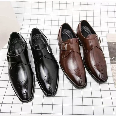 Herren handgefertigt schwarz Leder Mönch Riemen Oxford elegante Schuhe Hochzeit Party formell UK