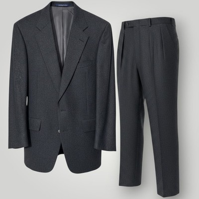 AUSTIN REED Vintage Mens 2 Piece suit 40R Blazer 32x30 Pleated Pants Wool Gray