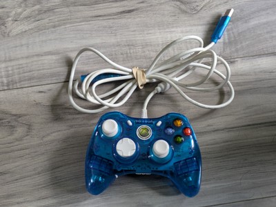 Rock Candy Wired Controller Xbox 360 Transparent Blueberry Boom Blue Tested 