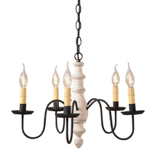 "COUNTRY INN" 5 ARM WOODSPUN CHANDELIER in AMERICANA WHITE  USA HANDCRAFTED
