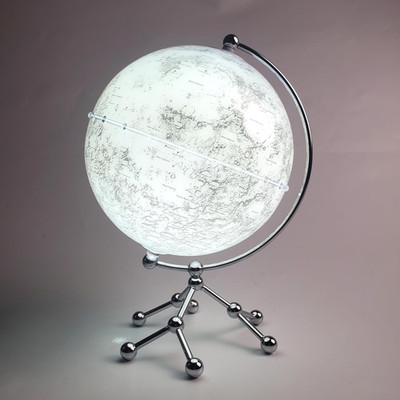 Moon Globe Desk Lamp, Globe Diam. 20 Cm/7.9 Inches, Cool White Light, Moon Plane