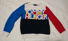 Boys Sm 6-7 Tommy Hilfiger Spell Out Color Block 100 Cotton Sweater
