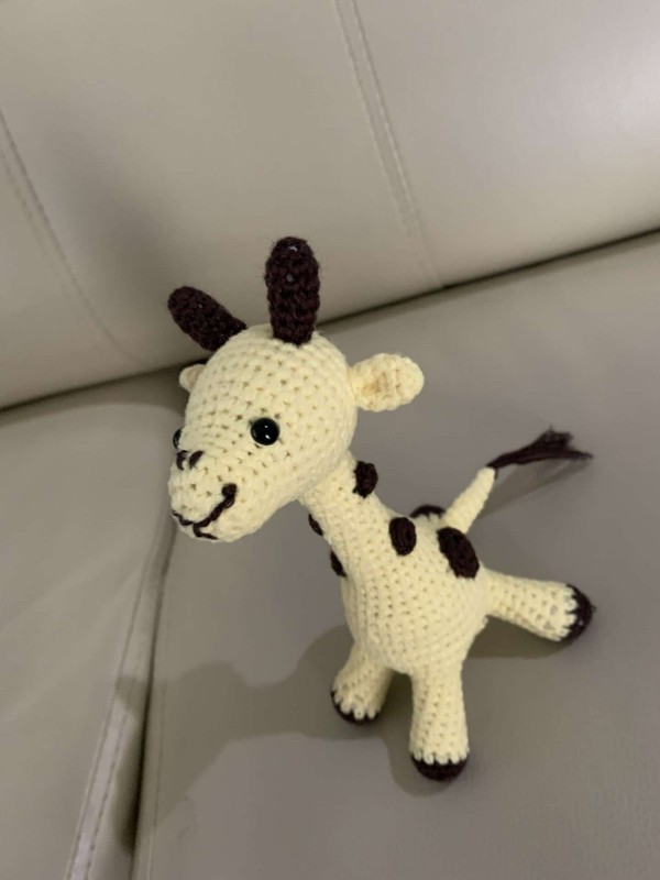 A Small Handmade Crochet Stuffed Giraffe Gift Toy Amigurumi 5.5" in height