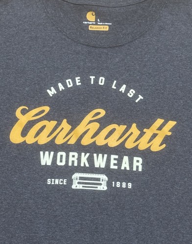 Carhartt Shirt workwear Mens Large Official Merch Gray Short Sleeve Relaxed Fit - Picture 2 of 9