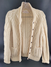 Blarney Mills 100 Wool Hand Knit Ireland Aran Cable Sweater Size S