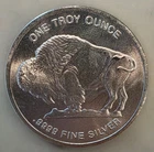 One Troy Ounce 1 oz .9999 Fine Silver Buffalo Design Round Coin Collectible