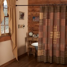 Prescott Patchwork Rustic Warm Plaid Cotton Country Cottage Shower Curtain