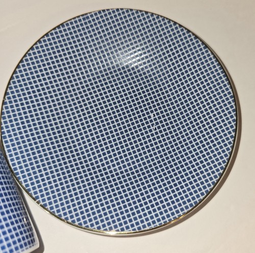 Grace by Ware Expresso Coffee Cup Set of 4 Cups 4 Saucers Blue White Check - Picture 19 of 20
