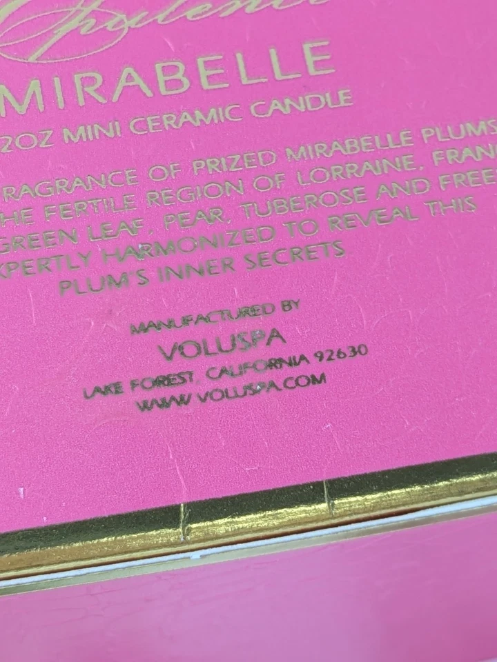 MUY RARO NUEVO Y SELLADO😍Voluspa Mirabelle Mini 2oz Cerámica Vela Caja de Regalo EE. UU. Foto 3 de 4