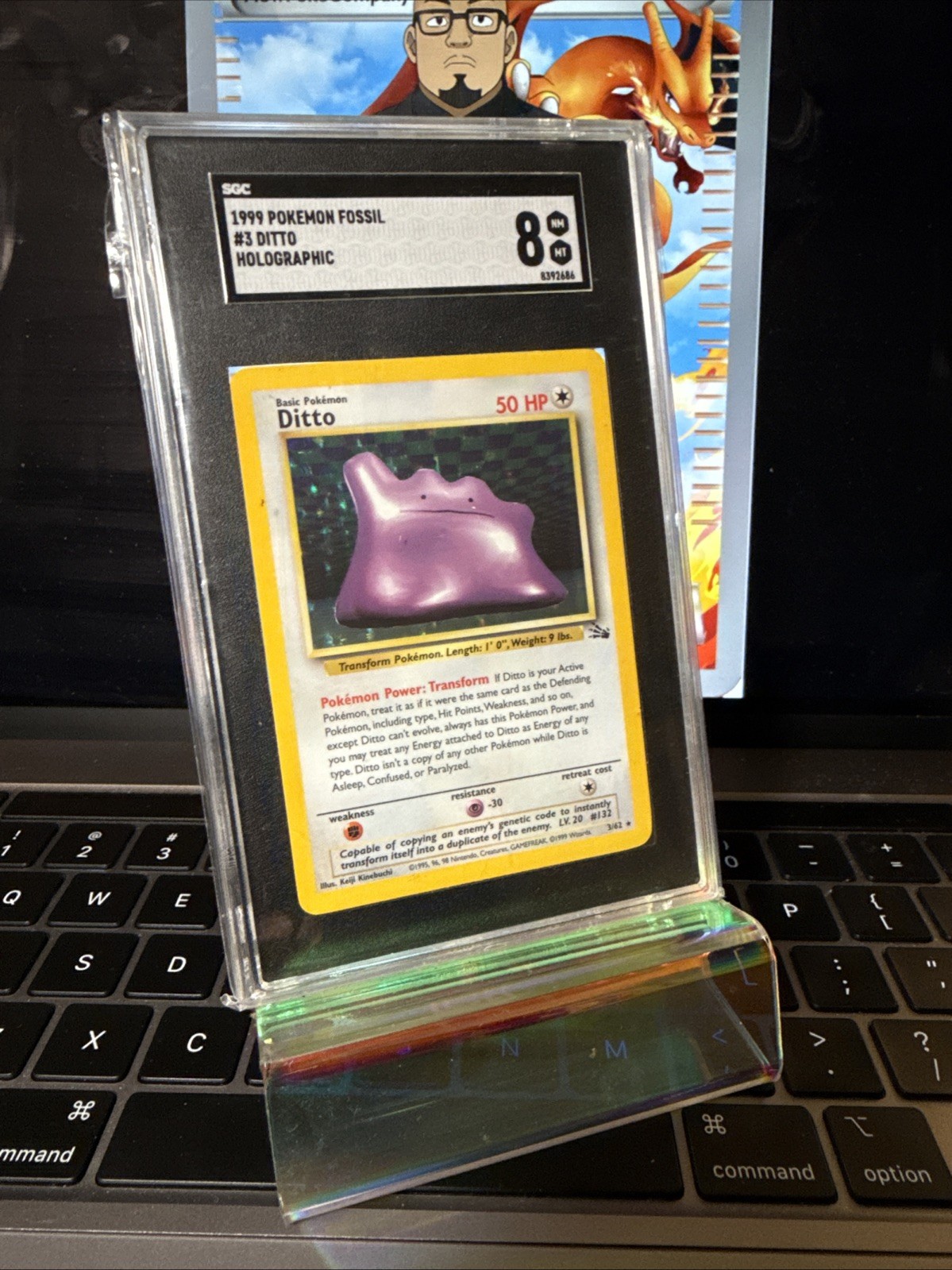 Ditto Holo Fossil Pokemon Card Rare 3/62 PSA 9 Mint Vintage Wotc