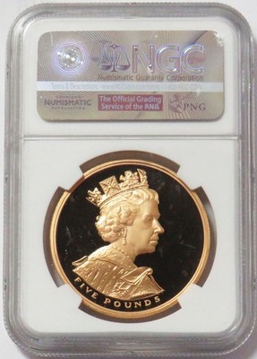 2002 GOLD GREAT BRITAIN 3500 MINTED 5 POUNDS GOLDEN JUBILEE NGC