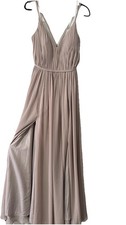 NWT Azazie Blythe Bridesmaid Chiffon Dress Taupe Size 6