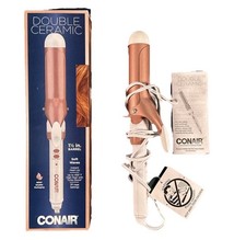 Conair Double Ceramic 1.5" Curling Iron Rose Gold White CD703 New 