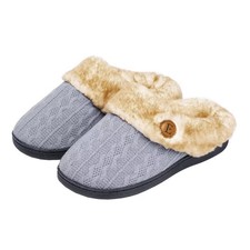 Women's Winter Slippers with Faux Fur Fleece Lining, Grey, EUR 42-43, UK 9-10