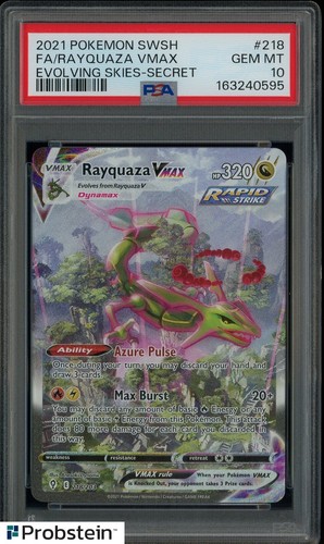 2021 Pokemon SWSH Evolving Skies Secret #218 FA Rayquaza VMax PSA 10 GEM MINT