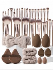 36-Piece Makeup Brush Beauty Sponge Set with Headband Powder Puffs