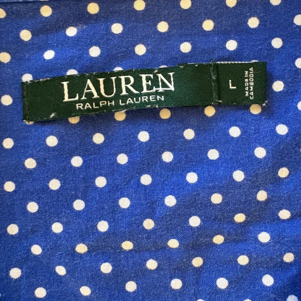 Camisa para dormir de verano ligera Lauren Ralph Lauren azul lunares algodón Foto 3 de 3