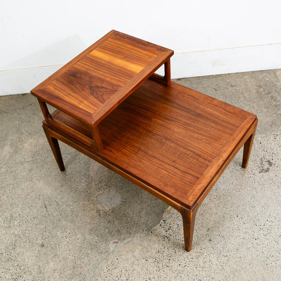 Mid Century Modern Nightstand End Side Table Lane Step up Walnut Vintage Drexel - Image 3 of 4