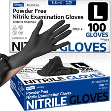Medical Soft Max™ Nitrile Exam Gloves, Black 100 Pcs, Latex-Free & Powder-Free F
