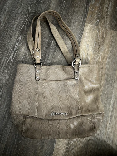 B. Makowsky Leather Snake Embossed Purse Tote