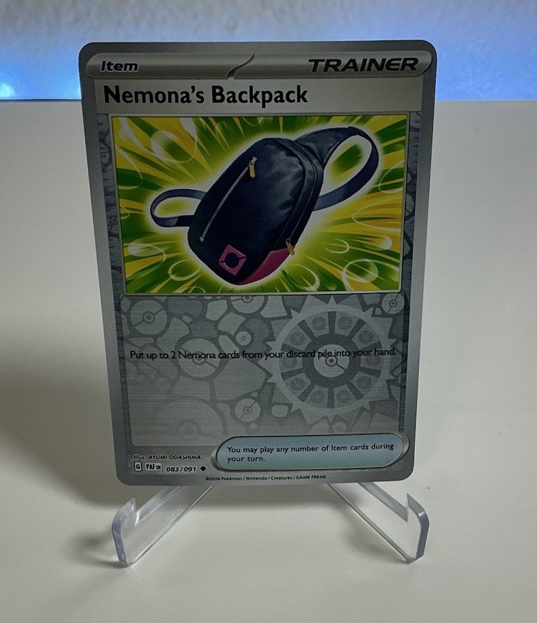 Pokemon Paldean Fates Nemona's Backpack Reverse Holo Trainer Card 083/091 NM