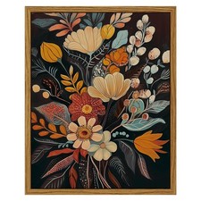 InSimSea Vintage Floral Framed Wall Art,Classic Retro Canvas Art, Colorful Bo...