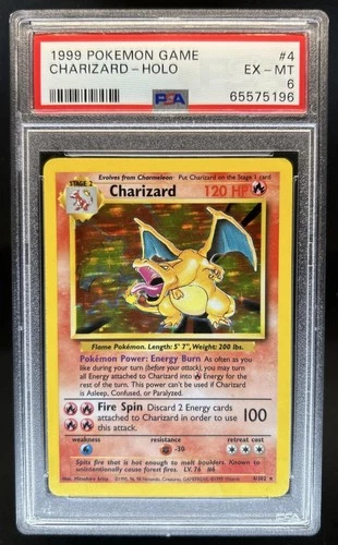 1999 Pokemon Unlimited Charizard Rare Holo #4/102 PSA 6