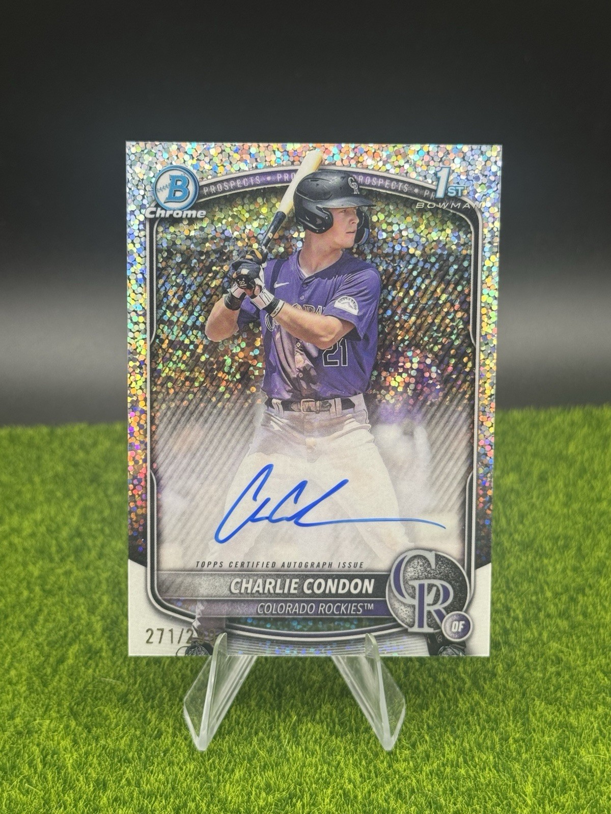 Charlie Condon 2025 Bowman Chrome Auto Speckle Refractor 1st /299 Rockies