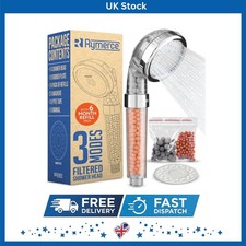 Chrome 3-Mode Handheld Shower Head - Efficient Hard Water Filtration Solution